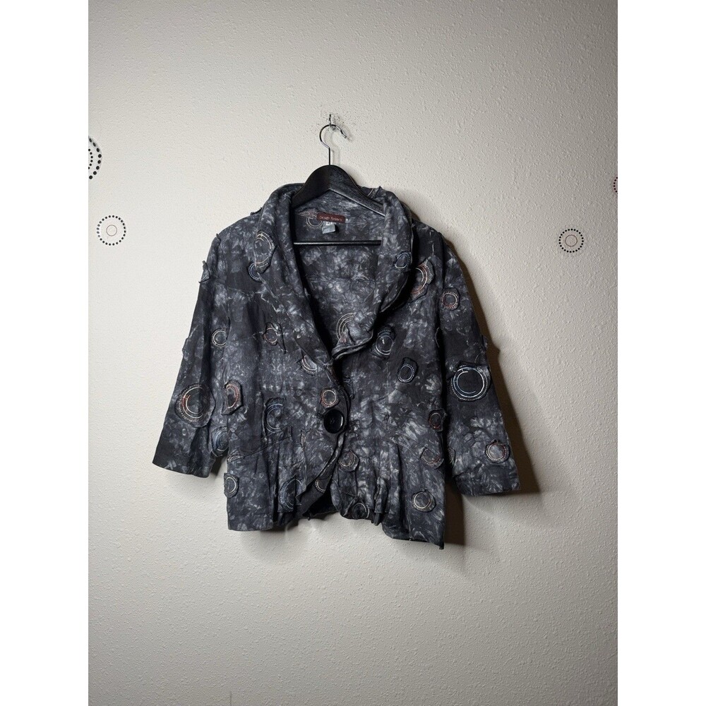 Design Todays Boho Jacket Wire Ruffle Collar Art Big Button - Picture 11 of 11